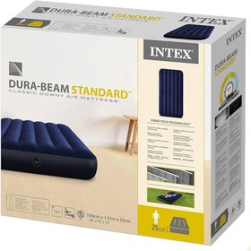 تصویر تشک بادی اینتکس یک نفره Intex Classic Downy Blue Dura Beam Airbed 