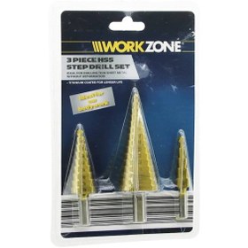 تصویر مته مخروطی ( مته کاجی ) WORKZONE مدل 1030 مجموعه 3 عددی 