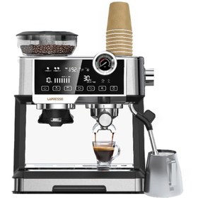 تصویر دستگاه اسپرسوساز و آسیاب قهوه لیپرسو مدل LPCFFM0013 LePresso Advanced Espresso Machine Interactive Touch Display - Silver