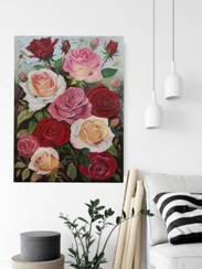 تصویر تابلو نقاشی رنگ روغن گل رز Rose oil painting
