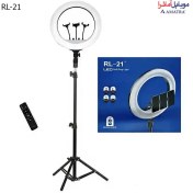 تصویر رینگ لایت مدل RL-21 به همراه 3پایه و کیف حمل Ring Light RL-21