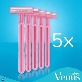 تصویر خودتراش ژیلت (Gillette) مدل Simply Venus 2 بسته 5 عددی رنگ صورتی تیغ اصلاح