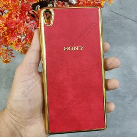 تصویر گارد گوشی Sony Xperia XA Ultra دور طلایی پشت چرم 