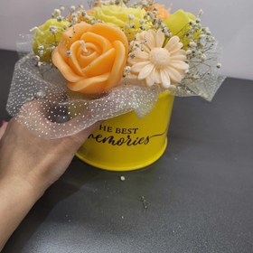 تصویر دسته گل شمع متوسط نارنجی زرد candle