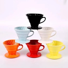 تصویر دریپر سرامیکی وی 60 - قرمز / 3 کاپ V60 Ceramic Coffee Dripper