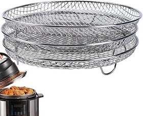 تصویر Air Fryer Basket, Three Stackable Dehydrator Racks for Gowise Phillips USA Cozyna Ninja Airfryer,Stainless Steel Air Fryer Rack Fit all 4.2QT - 5.8QT Air fryer,Oven,Air Flow Racks,Press Cooker 