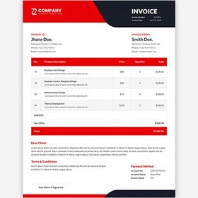 تصویر فاکتور و صورتحساب چند منظوره – Minimal red invoice 