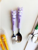 تصویر قاشق چنگال فانتزی کودک - روباه بنفش 