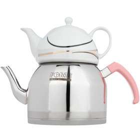 تصویر کتری و قوری 2.5 لیتری استیل لوله دار فورته Forte Kettle and Teapot set _2.5 Litter