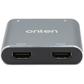 تصویر مبدل USB-C به HDMI اونتن مدل Onten 4 in 1 USB-C / Type-C to Dual HDMI + USB 3.0 4K HD Video Converter ONT-9175K 