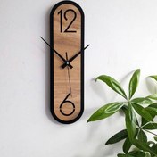 تصویر ساعت دیواری چوبی آهنی بیضی مدل WT03 