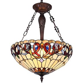 تصویر لوستز چراغی آویز سقفی Infront Tiffany Ceiling Light Pendant Lights 18 Wide 3 Light لوستر سبک ویکتوریایی برای راه پله اتاق نشیمن ورودی سرسرا - ارسال 20 روز کاری 