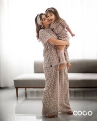 تصویر ست های مادر دختری به همراه هدسر طرح پلنگی 