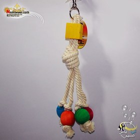 تصویر اسباب بازی پرنده آویز چوب و طناب کد ۱۱۱۲ Toys for ornamental birds 1112