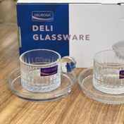 تصویر ست فنجان چای خوری ۱۲ پارچه دسته توپی 