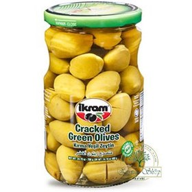 تصویر زیتون سبز شکسته ایکرام 400 گرم خالص 