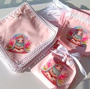 تصویر جانماز جیبی دخترانه فانتزی و شیک جشن تکلیف و جشن عبادت - صورتی 