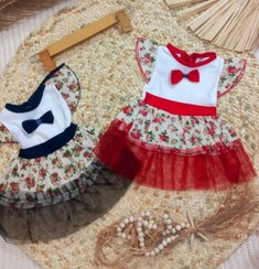 تصویر سارافون دخترانه طرح پاپیون پارچه پنبه و پایین تور در طرح جذاب و بسیار شیک kids clothes