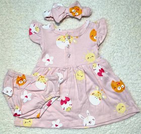 تصویر ست سه تیکه پیراهن/شورت/هد دخترانه برند cute koala 