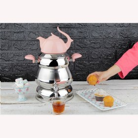 تصویر کتری و قوری کروپ ست طرح سایه کد 920 _ صورتی krupp kettle and teapot shade design code 920 _ pink