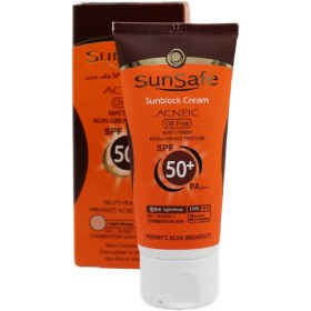 تصویر كرم ضد آفتاب رنگی آنتی آکنه +SPF 50 سان سیف | بژ روشن Sunsafe Sunsblock Cream SPF۵۰+ Acneic Oil Free | Light Beige