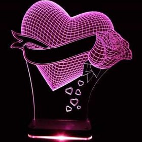 تصویر چراغ خواب سه بعدی نورا مدل قلب و گل ا Noura Heart and Flower 3D Night Light Noura Heart and Flower 3D Night Light