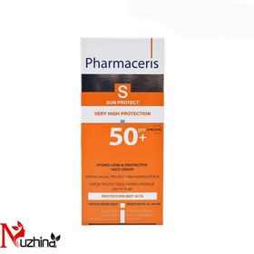 تصویر ضدافتاب بدون رنگ فارماسریز مدل هیدرولیپیدحجم 50 میل Pharmaceris colorless sunscreen, hydrolipid model, volume 50 ml