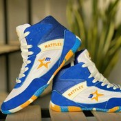 تصویر کفش کشتی سه ستاره متفلکس آبی سایز ۴۰ تا ۴۵ 