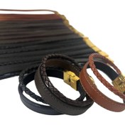 تصویر دستبد چرم بغل بافت چرم گاوی 