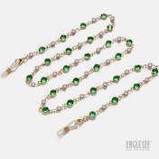 تصویر بندعینک مدل زنجیری با کریستال های کوچک سبز eaglesee | 082018200006-4749