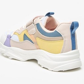 تصویر کفش ورزشی دخترانه کوچک با طراحی رنگی و بند چسبی برند little missy Girls Little Missy Colourblock Sneakers with Hook and Loop Closure