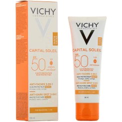 تصویر ضدآفتاب و ضد لک رنگی فرانسوی ویشی Vichy Anti-Taches SPF50 مناسب پوست های معمولی و دارای لک 50 میل 