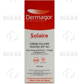 تصویر کرم ضد آفتاب رنگی + SPF50 فاقد چربی 3در 1 درماگور 40 میل DERMAGOR Tinted Sunblock Cream Spf50+ 3X1 Action Oil Free 40Ml