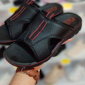 تصویر دمپایی مردانه کد 1157 - مشکی قرمز / 4 