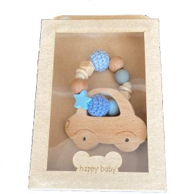 تصویر دندان گیر چوبی طرح ماشین هپی بیبی Happy Baby Baby Teether Car Design