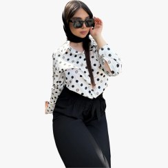 تصویر شومیز ساتن خالدار زنانه سری Chic 