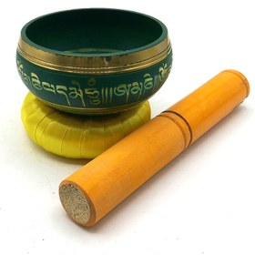 تصویر کاسه تبتی سبز قطر 10cm 