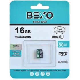 تصویر کارت حافظه MicroSDHC بکسو استاندارد UHS-I U1 سرعت 80MBps ظرفیت 16 گیگابایت Bexo UHS-I U1 80MBps MicroSDHC 16GB