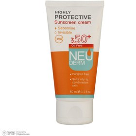 تصویر کرم ضد آفتاب بی رنگ نئودرم مدل Highly Protective SPF50 مناسب پوست های چرب تا مختلط Highly Protective