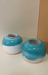 تصویر گلدان سفالی دکوراتیو دور نگ 