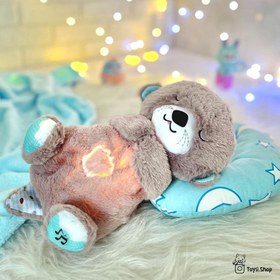 تصویر عروسک خرس خوابالو ۳۰ سانتی‌متر چراغ دار 
