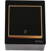 تصویر کلید و پریز ویرا مدل روکار مشکی با زه طلایی بدون ارت 