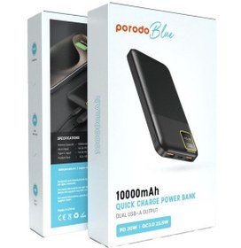 تصویر پاوربانک پرودو مدل power bank porodo blue با ظرفیت 10000 میلی‌آمپر ساعت 