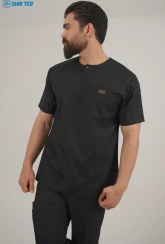 تصویر اسکراب پزشکی یقه گرد مشکی 