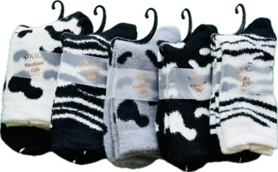 تصویر جوراب موهر نیم ساق زنانه برند کوکو طرح گاو 