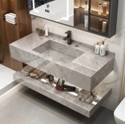 تصویر روشویی سرامیکی اوستا سایز ۴۰*۶۰ با شلف 