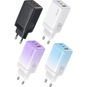 تصویر آداپتور یوسمز CC180 ACC USAMS US-CC180 65W ACC 65W Three Ports GaN Charger