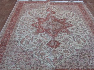 تصویر فرش کرک و ابریشم تبریز نقشه هریس جفت ۶ متری اعلا Tabriz hand woven carpet