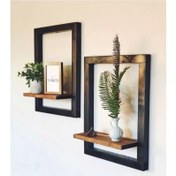 تصویر شلف چوبی دیواری طبقه دار مدل قاب - بسته ی دو عددی | هاما چوب 