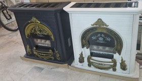 تصویر بخاری گازی طرح شومینه جهان افروز صنم مدل پرنس 30000 مشکی Prince 30000 model fireplace gas heater